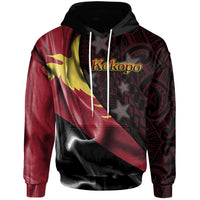 Papua New Guinea Hoodie Kokopo PNG Flag of Silk Style Unisex Black - Polynesian Pride
