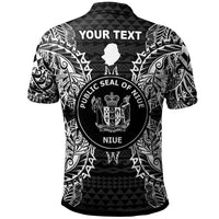 Fiji and Niue Polo Shirt Coat Of Arms Map Polynesian Tattoo Black - Polynesian Pride