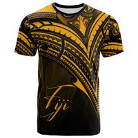 Fiji T Shirt Gold Color Cross Style Unisex Black - Polynesian Pride
