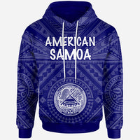 American Samoa Hoodie Seal In Polynesian Tattoo Style (Blue) Unisex Blue - Polynesian Pride