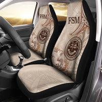 Federated States of Micronesia Car Seat Cover - Hibiscus Flowers Vintage Style - Polynesian Pride