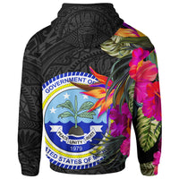 Federated States of Micronesia Zip up Hoodie Hibiscus Polynesian Pattern - Polynesian Pride