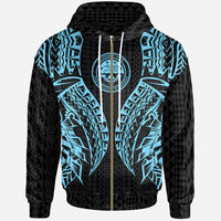 Northern Mariana Islands Zip up Hoodie Polynesian Lion Head Neon Style Unisex Neon - Polynesian Pride