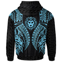 Northern Mariana Islands Zip up Hoodie Polynesian Lion Head Neon Style - Polynesian Pride
