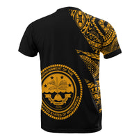 Federated States of Micronesia Custom T Shirt Micronesian Pattern Gold Style - Polynesian Pride