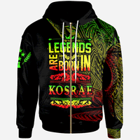 Kosrae State Zip Hoodie Legends Are Born In Reggae Color Unisex Black - Polynesian Pride
