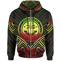 Federated States of Micronesia Zip Hoodie Federated States of Micronesia Seal Reggae Tribal Patterns Unisex Black - Polynesian Pride
