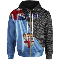 Fiji Zip Hoodie Nadi Fiji Day 50th Anniversary With Tapa Patterns Unisex Black - Polynesian Pride