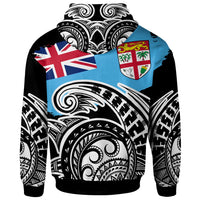 Fiji Hoodie Ethnic Style With Round Black White Pattern - Polynesian Pride