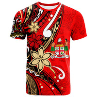 Fiji T Shirt Tribal Flower With Special Turtles Red Color Unisex Red - Polynesian Pride