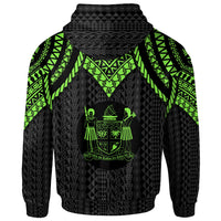 Fiji Zip up Hoodie Polynesian Armor Style Green - Polynesian Pride