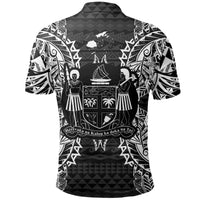 Fiji Polo Shirt Viti Coat Of Arms Map Polynesian Tattoo Black - Polynesian Pride