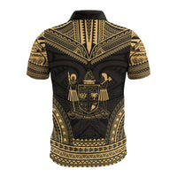 Fiji Custom Polo Shirt Viti Coat Of Arms Polynesian Chief Tattoo Gold Version - Polynesian Pride