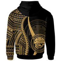 Federated States of Micronesia Custom Zip up Hoodie Gold Tentacle Tribal Pattern - Polynesian Pride