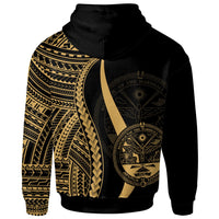 Marshall Islands Custom Hoodie Gold Tentacle Tribal Pattern Crest - Polynesian Pride
