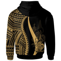 New Caledonia Custom Hoodie Gold Tentacle Tribal Pattern - Polynesian Pride