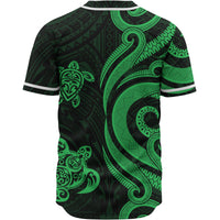 Cook Islands Baseball Shirt - Green Tentacle Turtle - Polynesian Pride