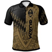Guam Polo Shirt Gold Color Symmetry Style Unisex Black - Polynesian Pride