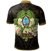 Guam Polo Shirt Polynesian Gold Patterns Collection - Polynesian Pride