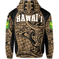 Polynesian Kanaka Maoli Hawaii Zip Hoodie Gold Gel Style - Polynesian Pride