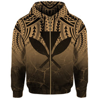 Hawaii Polynesian Kanaka Map Eruption Hoodie Zip Roman Style Gold - Polynesian Pride