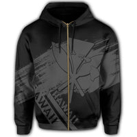 Hawaiian Map Kanaka Identifier Hoodie Zip Gray Brusch Style - Polynesian Pride