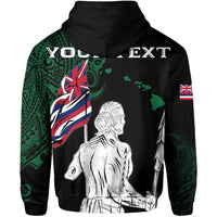 Personalized Hawaii Map Polynesian Warrior Ikaika Hoodie Zip William Style Green - Polynesian Pride