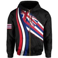Hawaii Flag Polynesian Hoodie Zip Grey Ten Style - Polynesian Pride