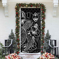 Guam Door Cover Turtle Hibiscus Black - Polynesian Pride