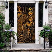 Guam Door Cover Turtle Hibiscus Gold Gold - Polynesian Pride