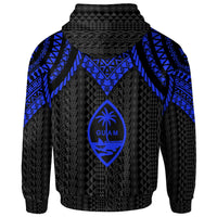 Guam Custom Zip up Hoodie Polynesian Armor Style Blue - Polynesian Pride