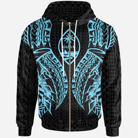 Guam Zip up Hoodie Polynesian Lion Head Neon Style Unisex Neon - Polynesian Pride