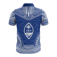 Guam Custom Polo Shirt Guahan Coat Of Arms Polynesian Chief Tattoo Blue Version - Polynesian Pride
