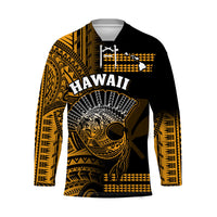 (Custom Personalised) Hawaii Hockey Jersey Kakau Warrior Helmet Gradient Gold Polynesian LT14 Unisex Gold - Polynesian Pride