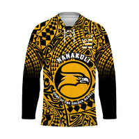 Hawaii Hockey Jersey Nanakuli High and Intermediate School Tribal Kakau LT14 Unisex Gold - Polynesian Pride