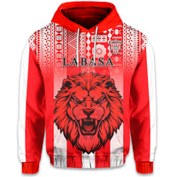 Custom Football LABASA FA Hoodie Red Lion Fiji Custom Text and Number LT13 - Polynesian Pride