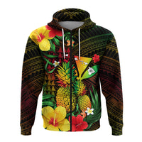 Custom Hawaii Hoodie Pineapple Mix Kakau Reggae Kanaka LT14 Zip Hoodie Reggae - Polynesian Pride