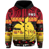 Custom Papua New Guinea Christmas Zip Hoodie Raggiana Loved LT13 - Polynesian Pride