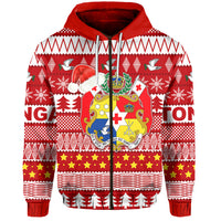 Tonga Kilisimasi Fiefia Zip Hoodie Merry Christmas with Tongan Pattern LT13 Unisex Red - Polynesian Pride