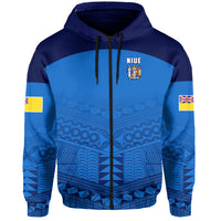 (JACKSON) Niue Hoodie Rock of Polynesia Blue LT13 Zip Hoodie Blue - Polynesian Pride