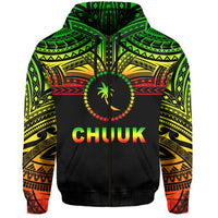 Custom Chuuk Flag Zip Hoodie Micronesia Style Reggae LT13 - Polynesian Pride