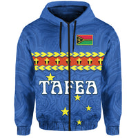 Custom Tafea Province Hoodie Vanuatu Pig Tusk Polynesian Flag Style LT14 Zip Hoodie Blue - Polynesian Pride