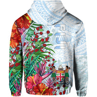 Custom Fiji Hoodie Proud Fijian Tapa mix Tagimoucia Flowers LT13 - Polynesian Pride