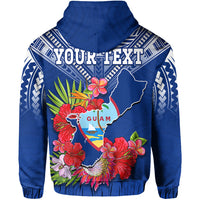 Custom Guam Chamorro Hoodie Guaman Latte Stone Tropical Flowers Blue Version LT14 - Polynesian Pride