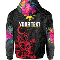 Custom Philippines Hoodie Sun Filipino Polynesian mix Flowers Black Vibe LT13 - Polynesian Pride