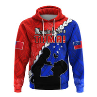 Custom Happy Samoan Fathers Day Hoodie Hibiscus Mix Polynesian Pattern LT14 - Polynesian Pride