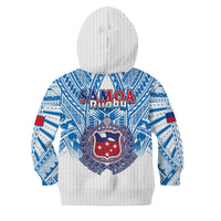 Samoa Rugby Hoodie KID Toa Samoa Polynesian Pacific White Version LT14 Zip Hoodie White - Polynesian Pride