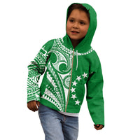 (Custom Text and Number) Cook Islands Tatau Hoodie KID Symbolize Passion Stars Version Green LT13 Green - Polynesian Pride