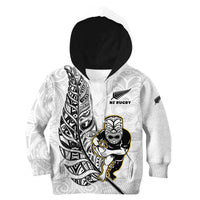 New Zealand Silver Fern Rugby Hoodie KID All Black Maori Version White LT14 White - Polynesian Pride