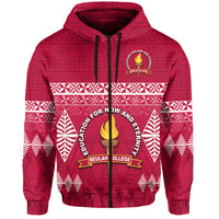 (Custom Text and Number) Beulah College Hoodie Ngatu Pattern Tonga LT13 - Polynesian Pride